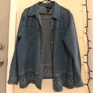 Cute Denim Jacket with Flower Design Size 1x